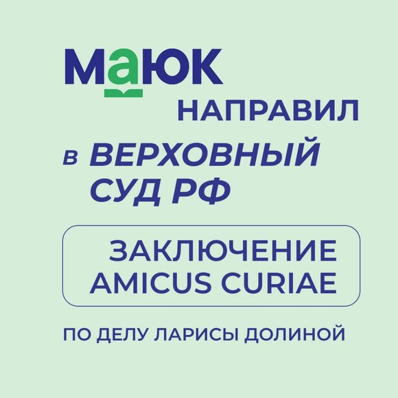 МАЮК направила правовое заключение Amicus Curiae в Верховный суд РФ по делу Ларисы Долиной